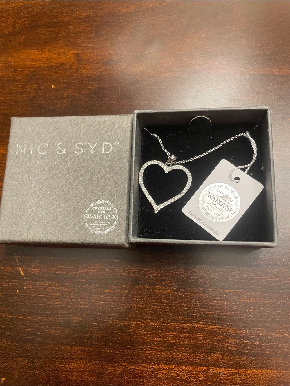 Crystal Heart Pendant Necklace in Silver